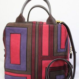 Tory Burch T Leather Pieced-t Patchwork Purse Rare
